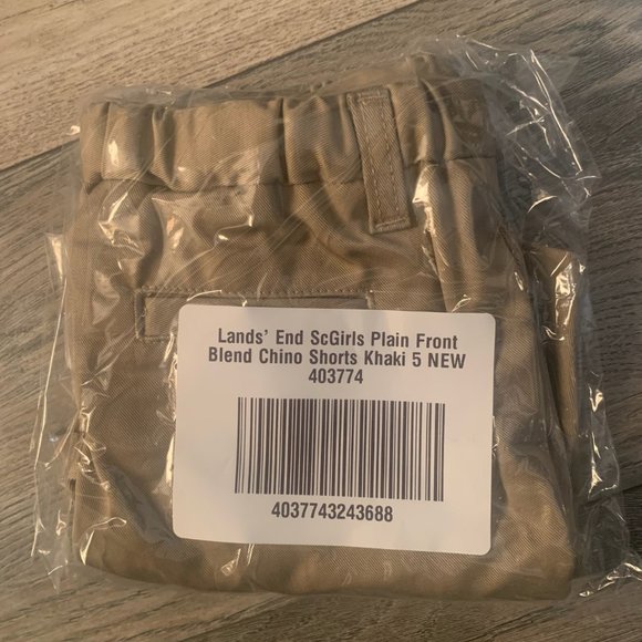 NWT LANDS' END GIRLS PLAIN FRONT BLEND CHINO SHORTS KHAKI 5, 13, 14S (SLIM) - Picture 3 of 15